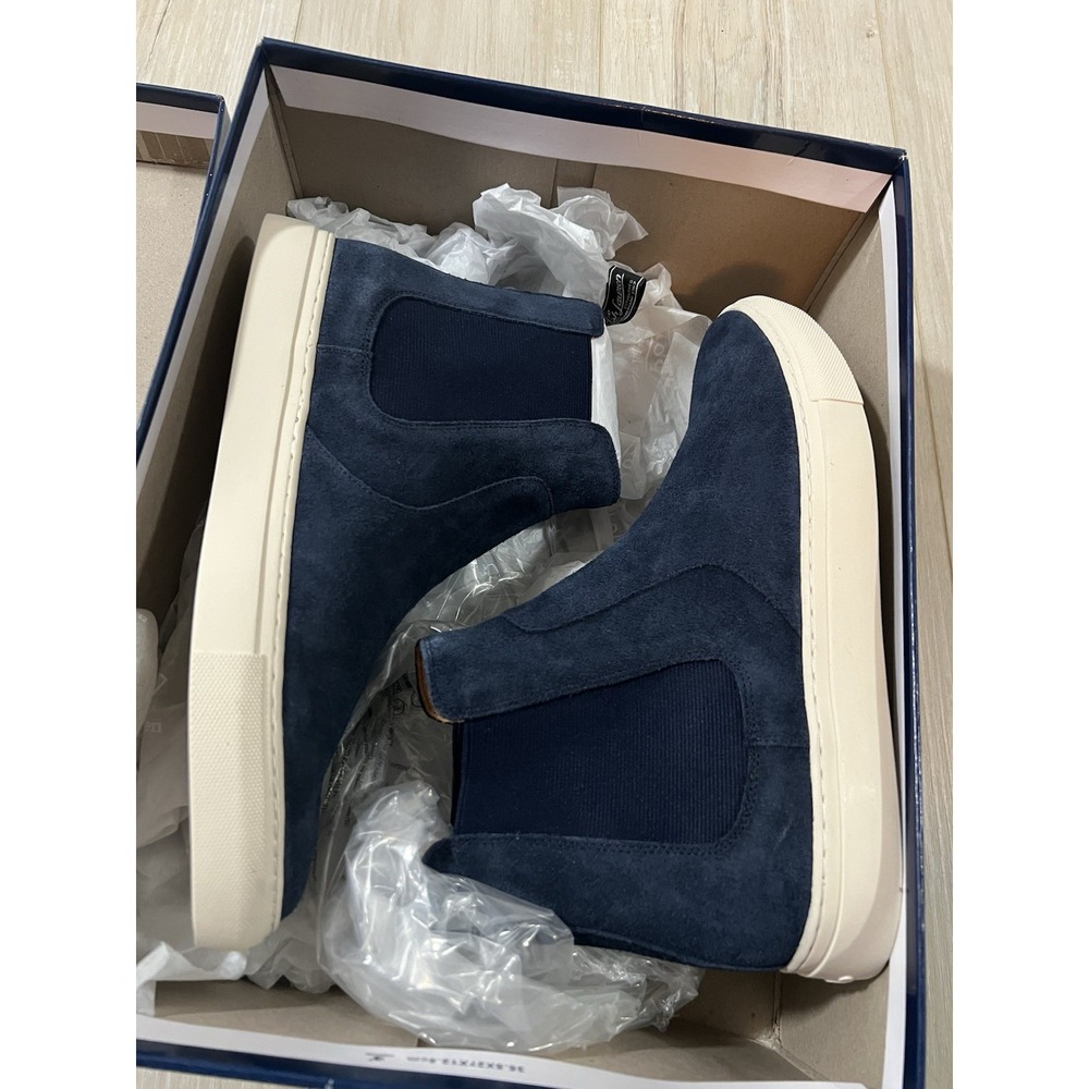Polo Ralph Lauren Jermain Suede Leather Ankle Chelsea Boots Blue Size 7D.